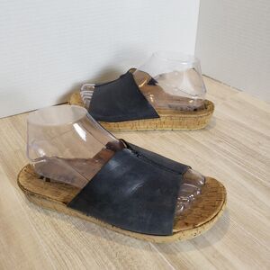 Kork-Ease Yazmin Blue Leather Slide Sandals Women’s Size 8 Cork Footbed Summer